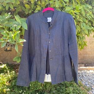 Son De Flor Navy Linen Blazer size XXL Aprox 14/16